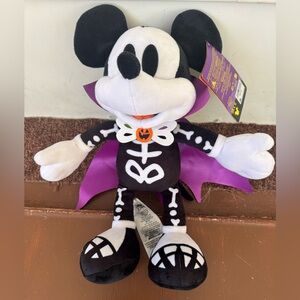 Disney World Mickey Mouse Halloween Skeleton Vampire Plush NWT